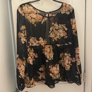 Charlotte Russe size (L) sheer floral top with long sleeves